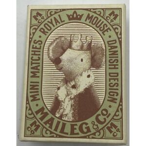 Maileg & Co MIni Matches Royal Mouse Danish Design Plush Box is 2.5"x3.5"x1"